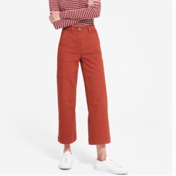 Everlane High Rise Wide Leg Crop Pant Faded Red - Picture 1 of 3